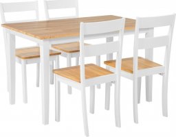  Beliani Lumarko Zestaw do jadalni stół i 4 krzesła drewniany jasny z białym GEORGIA!