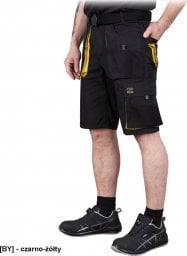  R.E.I.S. FORECO-TS - Spodnie ochronne do pasa z krótkimi nogawkami - czarno-żółty 2XL