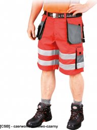  R.E.I.S. LHFMNXTS - spodnie ochronne do pasa - krótkie - czerwono-stalowo-czarny XL