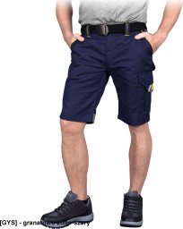  R.E.I.S. PROX-TS - spodnie ochronne do pasa z krótkimi nogawkami PROX, guzik, zamek, 4 kieszenie, odblaski, 65% poliester, 35% - granatowo-żółto-szary L