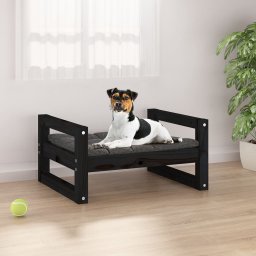  vidaXL vidaXL Legowisko dla psa, czarne, 55,5x45,5x28 cm, lite drewno sosnowe