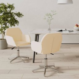  vidaXL vidaXL Obrotowe krzesła stołowe, 2 szt., kremowe, obite tkaniną