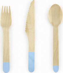 PartyDeco Sztućce drewniane - jasny niebieski 16 cm one size