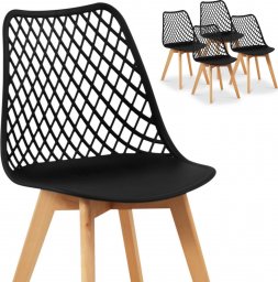  FROMM&STARCK Krzesło skandynawskie z drewnianymi nogami do domu restauracji maks. 150 kg 4 szt. CZARNE Krzesło skandynawskie z drewnianymi nogami do domu restauracji maks. 150 kg 4 szt. CZARNE