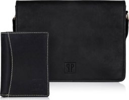 Paolo Peruzzi Zestaw męski torba i portfel czarny Paolo Peruzzi ZUP-29-BL