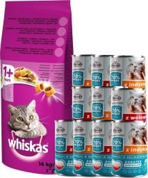 Whiskas WHISKAS Adult 14kg - sucha karma dla kotów z kurczakiem i warzywami + Frendi 10x400g