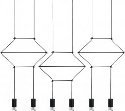 Lampa wisząca King Home Wisząca lampa salonowa Flusso line metalowe tuby czarne