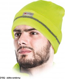  R.E.I.S. CZVIS-S - czapka zimowa dziana w kolorze fluorescencyjnym, wstawka odblaskowa nić - pomarańczowo-srebrny