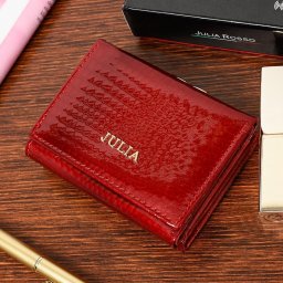  Czerwony Julia Rosso damski portfel skórzany mały RFID F60 NoSize
