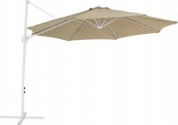  Beliani Lumarko Parasol ogrodowy ⌀ 295 cm szarobeżowy z białym SAVONA II!