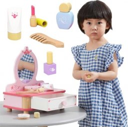  Viga Toys Viga Różowa Toaletka Drewniana Do Makijażu z Lustrem + Akcesoria