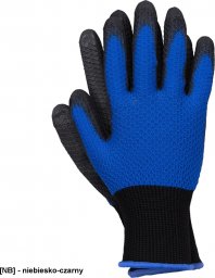  R.E.I.S. OX-HEXA - Rękawice ochronne powlekanie poliuretanem, wysoka manualność elastyczność, ściągacz - niebiesko-czarny 10