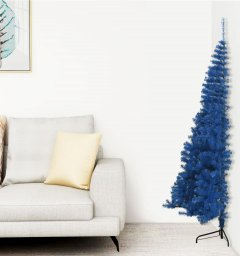  vidaXL Sztuczna choinka połówka ze stojakiem, niebieska, 150 cm, PVC