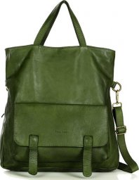  Marco Mazzini handmade Skórzana torebka plecak z kieszenią z przodu - MARCO MAZZINI zielony NoSize