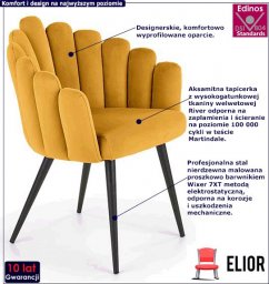 Elior Musztardowe tapicerowane krzesło kubełkowe - Zusi