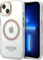  Guess Etui Guess do iPhone 13 6,1" złoty/gold hard case Metal Outline Magsafe