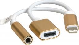 Kabel USB Tracer Lightning -> Lightning + Mini Jack 3.5mm (M/Ż/Ż) Biały 0.15m (TRAKBK45867)