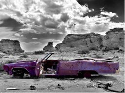 DecoNest Fototapeta - Samochód w stylu retro na Pustyni Kolorado - 300X231