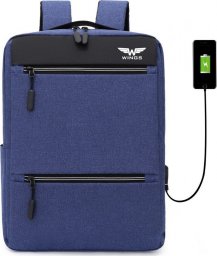 Plecak Wings Wings  Plecak turystyczny miejski z przegrodą na laptopa i USB - niebieski