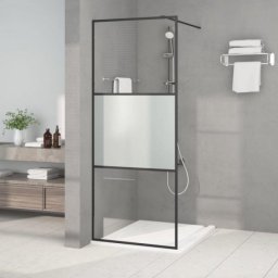  vidaXL Ścianka prysznicowa, czarna, 80x195 cm, półmrożone szkło ESG