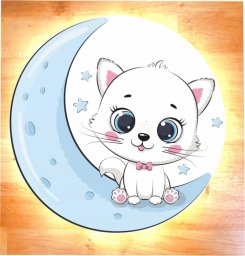  naSciane Lampka nocna księżyc KOTEK gwiazdki kot biały LED