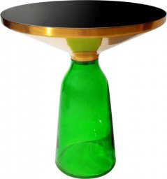  Artehome Bottle  table stolik kawowy ielono-złoty osadzony na szklanej nodze 50/53 cm