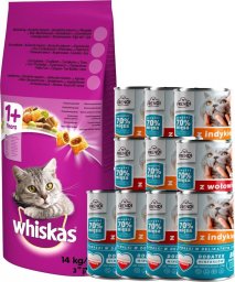  Whiskas WHISKAS Adult 14kg - sucha karma dla kotów z wołowiną i warzywami + Frendi 10x400g