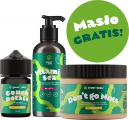 Cosma Cannabis Green Paw - Olejek z CBD na bazie oleju z łososia 60ml + Olej z łososia norweskiego 300ml + Masło orzechowe z CBD 350g GRATIS