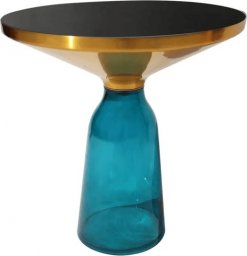  Artehome Bottle  table stolik kawowy turkusowo-złoty osadzony na szklanej nodze 50/53 cm