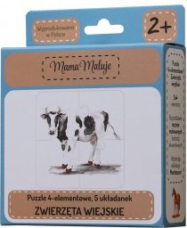 Mama Maluje Puzzle 4-elementowe Zwierzęta wiejskie