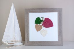 Obraz - Lupanowe liście: zieleń-beż-ecru-bordo