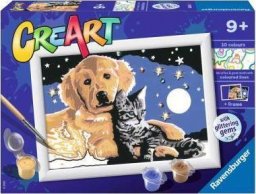  Ravensburger CreArt dla dzieci: Pies z kotkiem nocą
