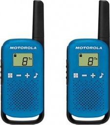 Krótkofalówka Motorola MOTOROLA T42 2x TALKABOUT - podwójny radiotelefon wycieczka, plaża, ogród, zasięg do 4 km, 16 kanałów - niebieski.