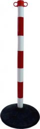 Starmark Słupek plastikowy 0,9 m z podstawką 3,0 kg i końcówką do zaczepiania łańcucha - biało-czerwony.