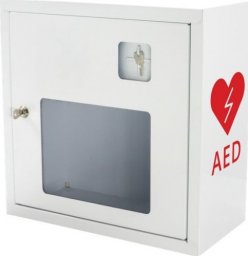  Projekt AED ASB1001-W-AED-R XL - metalowa szfka na defibrylator wewnątrz budynku typu zbij szybkę - 37 x 37 x 17 cm.