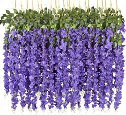 Inspiruj 12x Glicynia wisteria girlanda kwiatowa zwis kwiatów wisterii glicynii ciemny fioletowy