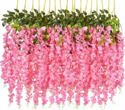Inspiruj 12x Glicynia wisteria girlanda kwiatowa zwis kwiatów wisterii glicynii różowy