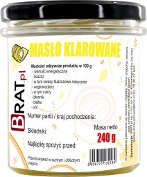  BRAT.PL Masło klarowane GHEE 240g do smażenia NATURALNE