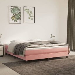  vidaXL vidaXL Rama łóżka, różowa, 160x200 cm, tapicerowana aksamitem