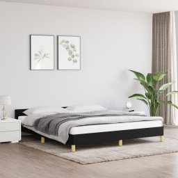  vidaXL vidaXL Rama łóżka z zagłówkiem, czarna, 180x200 cm, obita tkaniną