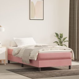  vidaXL Rama łóżka, różowa, 90x200 cm, tapicerowana aksamitem