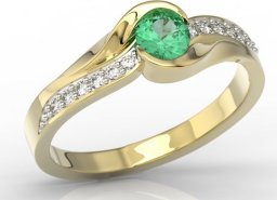 WĘC - Twój Jubiler Pierścionek z żółtego złota ze szmaragdem i diamentami model AP-6139Z-R 18 / UE- 58
