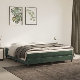  vidaXL Rama łóżka, ciemnozielona, 160x200 cm, tapicerowana aksamitem