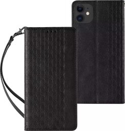  Magnet Strap Case etui do iPhone 12 pokrowiec portfel + mini smycz zawieszka czarny