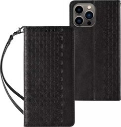  Magnet Strap Case etui do iPhone 12 Pro pokrowiec portfel + mini smycz zawieszka czarny
