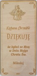 details Podziękowanie chrzestni chrzest koperta DL drewno