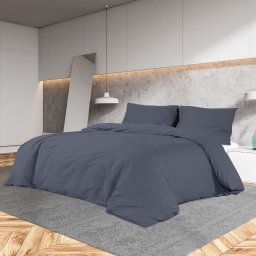 vidaXL vidaXL Zestaw pościeli, antracytowy, 155x220 cm, bawełna