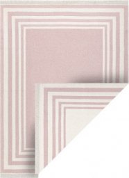  Dywany Łuszczów Dywan TWIN 22990 Ramka bawełna, dwustronny, Ekologiczny frędzle - różowy / krem, 80x300 cm