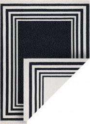  Dywany Łuszczów Dywan TWIN 22990 Ramka bawełna, dwustronny Ekologiczny frędzle - czarny / krem, 60x90 cm