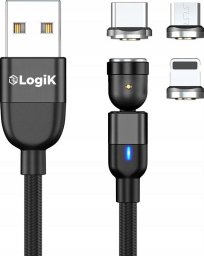 Kabel USB Karizo USB-A - USB-C + microUSB + Lightning 3 m Czarny (U76GK52I)